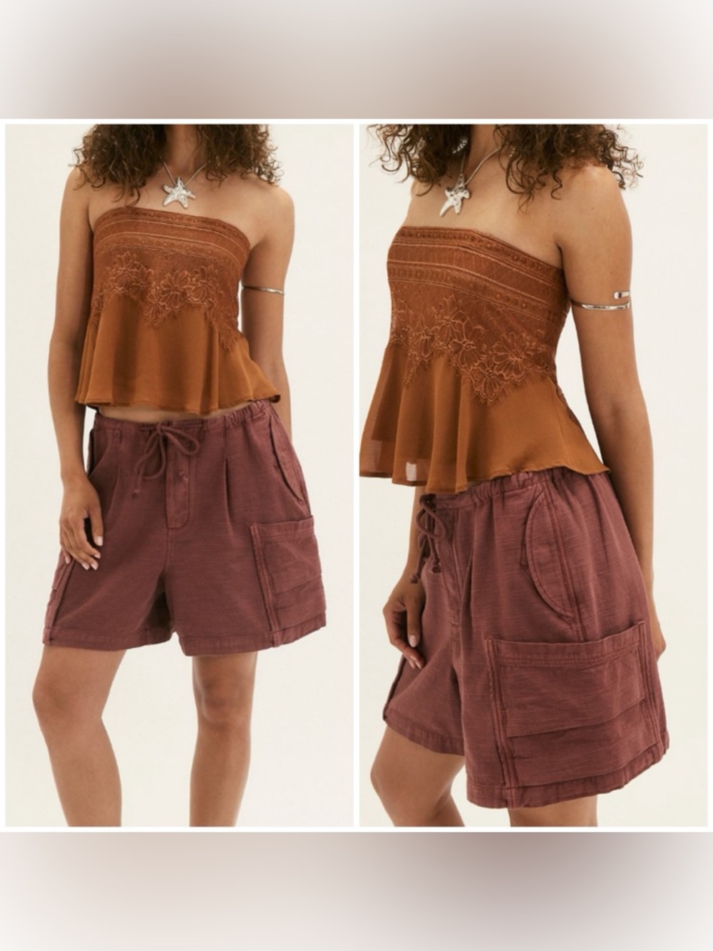 NWT Free People Camp Out Slouch Shorts - Brandy Brown - Small